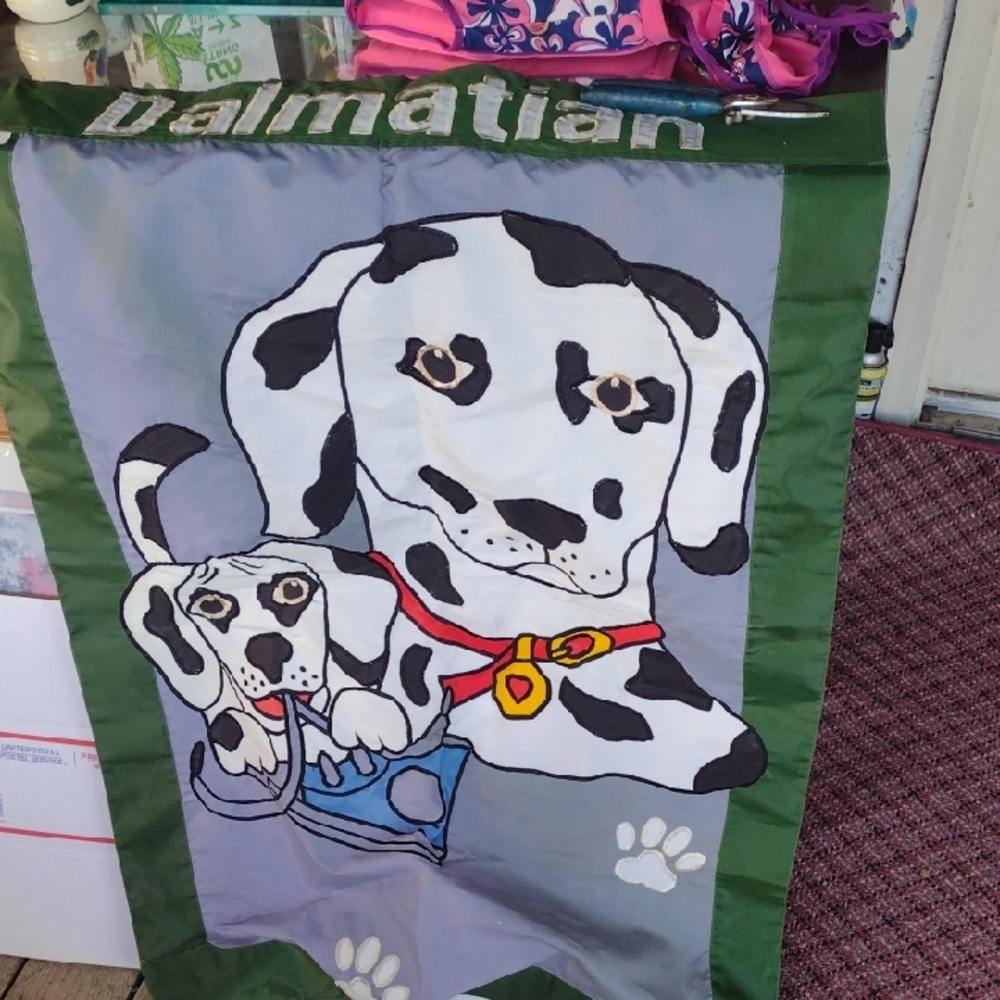 Dalmatian Dog Banner Pair with Green Border
